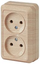 Розетка Intro Quadro 2-203-11 двойная без заземления 2х2P 16А-250В IP20 ОУ сосна