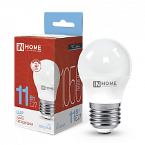 Лампа светодиодная LED-ШАР-VC 11Вт 230В Е27 6500К 1050Лм IN HOME Лампа светодиодная LED-ШАР-VC 11Вт 230В Е27 6500К 1050Лм IN HOME