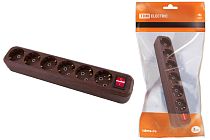 Колодка розеточная 6 гнезд 2П+3 с выключателем16А 250В "Эко" (бук)  TDM