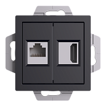 ATLASDESIGN Розетка двойная HDMI+RJ45, кат.5Е, механизм, КАРБОН Systeme Electric (Schneider Electric)
