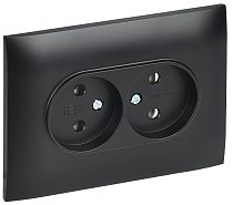 SKANDY Розетка 2-местная без заземления без защитных шторок 10А в сборе SK-R10Bl черный  IEK
