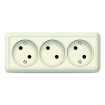 Розетка трехместная серия "Олимп" б/з, о/у, 16А, 220В, "слоновая кость" (ivory) (еврослот) UNIVERSAL Розетка трехместная серия "Олимп" б/з, о/у, 16А, 220В, "слоновая кость" (ivory) (еврослот) UNIVERSAL