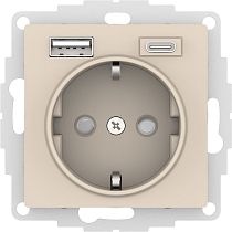 AtlasDesign Бежевый Розетка 16А c 2 USB A+С, 5В/2,4А, 2х5В/1,2А Systeme Electric (Schneider Electric)
