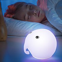 Ночник детский антистресс ЭРА NLED-418-2W-BU Слоник, силиконовый, белый, от USB