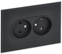 SKANDY Розетка 2-местная без заземления без защитных шторок для плоской вилки 10А SK-R03G стекло графит IEK