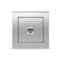 Розетка компьютерная одноместная серия "Бриллиант", с/у, 1А, RJ45, серебро (еврослот) UNIVERSAL