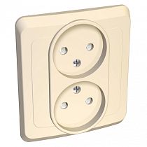 ЭТЮД скрытая установка Кремовый Розетка двойная без заземления со шторками Systeme Electric (Schneider Electric)
