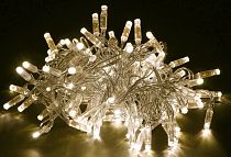 LIGHTING Гирлянда нить 10м 100 светодиодов теплый белый свет IP44 прозрачный шнур 3м 230В контроллер 8 сцен  IEK