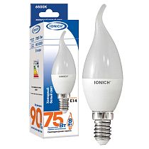 Лампа светодиодная IONICH декоративного освещения "свеча на ветру" ILED-SMD2835-CW37-8Вт-720Лм-230В-6500К-E14