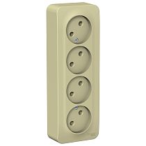 Blanca открытая установка с изолированной пластиной Бежевый Розетка 4-ая без заземления 16А Systeme Electric (Schneider Electric)