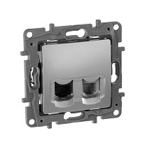 ETIKA Розетка двойная RJ11+RJ45 кат.5E UTP алюминий ETIKA Розетка двойная RJ11+RJ45 кат.5E UTP алюминий