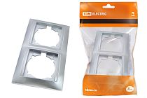 Рамка 2-х постовая вертикальная серебр. металлик "Лама"  TDM