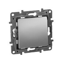 ETIKA Выключатель 1-клавишный проходной 10А безвинтовое крепление алюминий