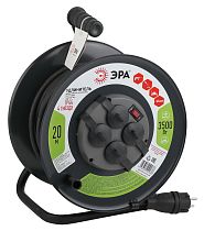 Удлинитель силовой ЭРА с заземлением и выключателем 4 розетки 20м КГ 3x2,5 16А, RMx-4es-3x2.5-20m-IP