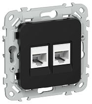 FLITE Розетка 2-местная компьютерная RJ45 категория 6 UTP РК6-2-0-ФлЧ черный IEK