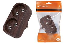 Блок на 2 гнезда 2П б/з плоский 6А 250B "Эко" (бук)  TDM