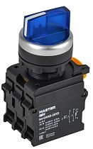 Переключатель с подсветкой на 3 положения 2NO синий MASTER IEK Переключатель с подсветкой на 3 положения 2NO синий MASTER IEK