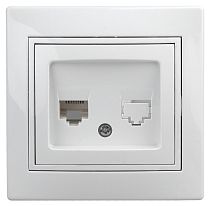 Розетка компьютерная Intro Plano 1-303-01 RJ45 скрытой установки белый