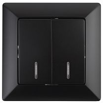 Выключатель ЭРА Intro Solo 4-105-05 IP20 10А 250В антрацит двухклавишный с подсветкой