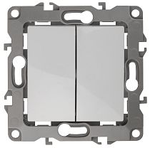 Выключатель ЭРА 12 12-1106-01 10А 250В белый двухклавишный проходной