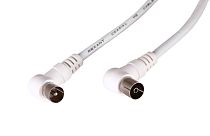 Шнур ТВ гнездо - ТВ штекер, угловой, длина 3 метра, белый REXANT