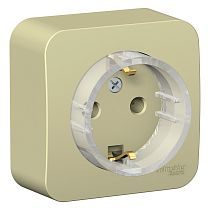 Blanca открытая установка с изолированной пластиной Бежевый Розетка с заземляющим контактом без шторок, (тонкая) 16А Systeme Electric (Schneider Electric)