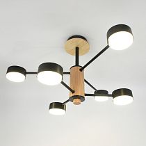Люстра под лампу General  GCHL-6GX53-M Черная+Дерево Элизиум