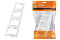 Рамка 4-х постовая вертикальная белая "Таймыр"  TDM