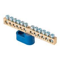 Шина "0" N (6х9мм) 12 отверстий латунь синий угловой изолятор EKF PROxima Шина "0" N (6х9мм) 12 отверстий латунь синий угловой изолятор EKF PROxima