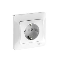 Glossa Белый Розетка с заземлением со шторками, 16А, в сборе, быстрозажим. клемм