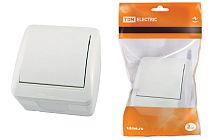 Выключатель 1-кл. открытой установки IP44 10А белый "Селигер"  TDM