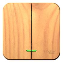 Blanca открытая установка с изолированной пластиной Ясень Выключатель 2 клавишный  с подсветкой 10А,250B Systeme Electric (Schneider Electric)