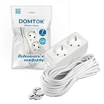 Удлинитель быт. "DOMTOK" 2гн., ПВС 3*1, 3,5кВт, з/к 7м Удлинитель быт. "DOMTOK" 2гн., ПВС 3*1, 3,5кВт, з/к 7м