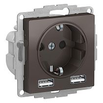 AtlasDesign Мокко Розетка 16А c 2 USB A+A, 5В/2,4А, 2х5В/1,2А Systeme Electric (Schneider Electric)