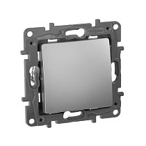 ETIKA Выключатель 1-клавишный проходной самовозвратный 6А безвинтовое крепление алюминий