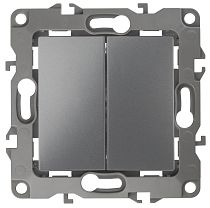 Выключатель ЭРА 12 12-1104-12 10А 250В графит двухклавишный