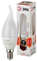 Лампа светодиодная ЭРА STD LED BXS-7W-827-E14 свеча на ветру теплый белый свет