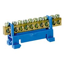 Шина нулевая TS-0609F 6х9 10 отв. на DIN-изоляторе "стойка" син.  ЭНЕРГИЯ