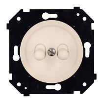 Выключатель двухклавишный проходной (скрытый монтаж), пластик, цвет Песочное золото матовый (тумблерный) Bironi