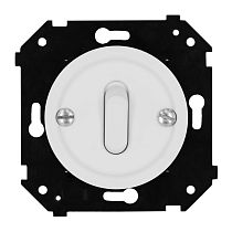 Выключатель одноклавишный (скрытый монтаж), пластик, цвет Белый матовый (клавишный) Bironi