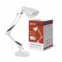 Светильник настольный под лампу на основании + струбцина СНО 17Б 60Вт E27 230В БЕЛЫЙ IN HOME