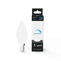 Лампа Gauss Свеча 7W 590lm 6500К E14 диммируемая LED 1/10/100