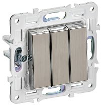 SKANDY Выключатель 3-клавишный 10А SK-V11N металл никель IEK