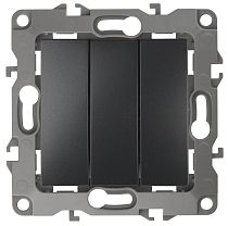 Выключатель ЭРА 12 12-1107-05 10А 250В антрацит трёхклавишный