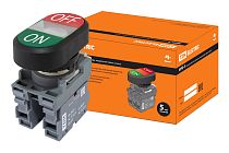 Кнопка двойная MPD3-11С (зеленая/красная) (LED) в сборе d22мм/24В (ON/OFF)  линза прозрачная  TDM