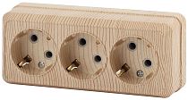 Розетка Intro Quadro 2-206-11 с заземлением трехместная 3х2P+E 16А-250В IP20 ОУ сосна