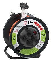 Удлинитель силовой ЭРА с заземлением и выключателем IP44 на металлической катушке 4 розетки 40м ПВС