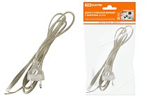 Шнур с плоской вилкой с вырезом ШУ04 ШВВП 2х0,75мм2 1,7 м. прозрачный  TDM