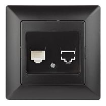 Розетка Intro Solo 4-302-05 антрацит телефонная  RJ11 скрытой установки