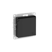 AtlasDesign Карбон Розетка с заземл. со шторк. с крышкой,16А,IP20,мех., быстрозажим. клемм